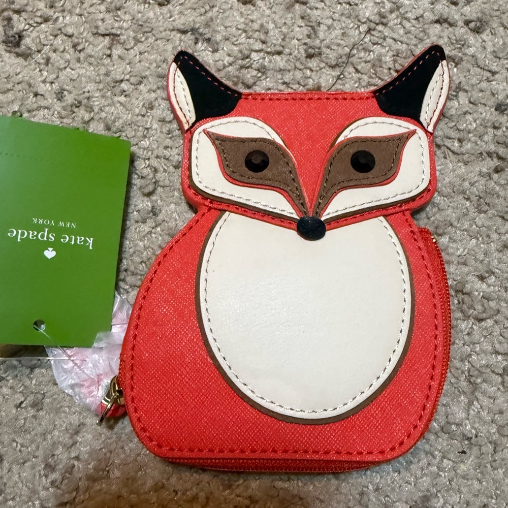 Kate Spade Orange and Cream Fox Coin Purse